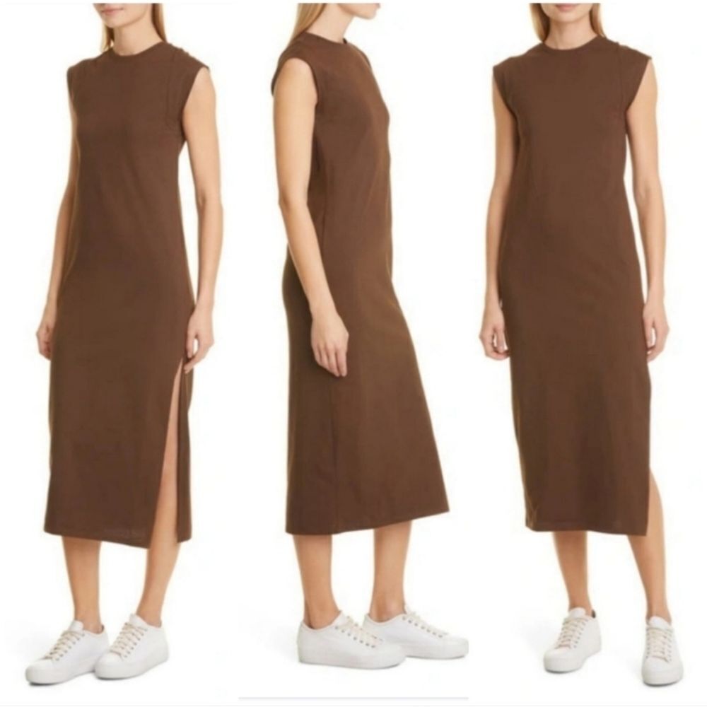 Frame Le Muscle Dress Extra Large Organic Cotton T-shirt Dark Chocolate Midi